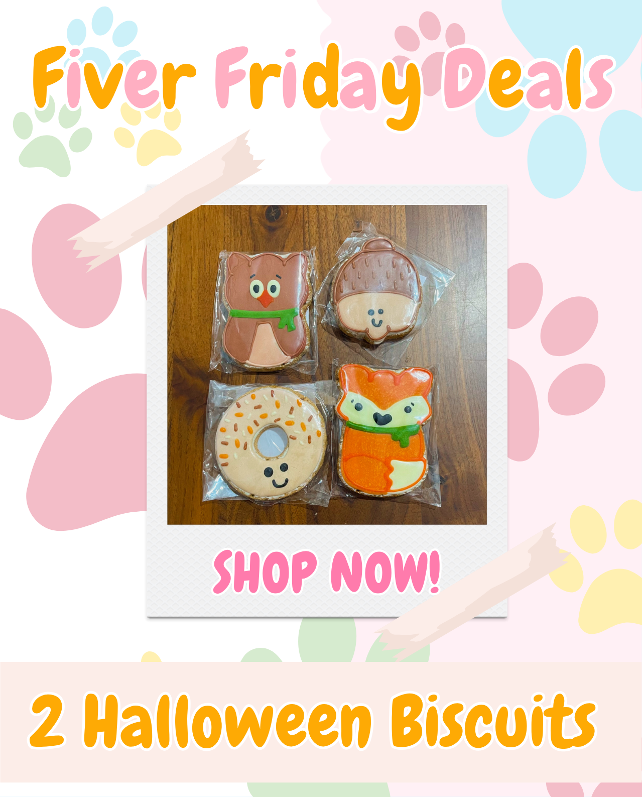 Fiver Friday Deals! ✨ (🧸 Halloween Dog Toy Bundle, 👻 Mystery Halloween Goodie Bags, 🥜 Nutshell Treat Dispenser Toy, 🦴 Pumpkin Spice Latte Drink & Happy Halloween Bone, 🕷️ Halloween Cat Wand & Toy & 🦊 2 Halloween Iced Biscuits Picked at Random)