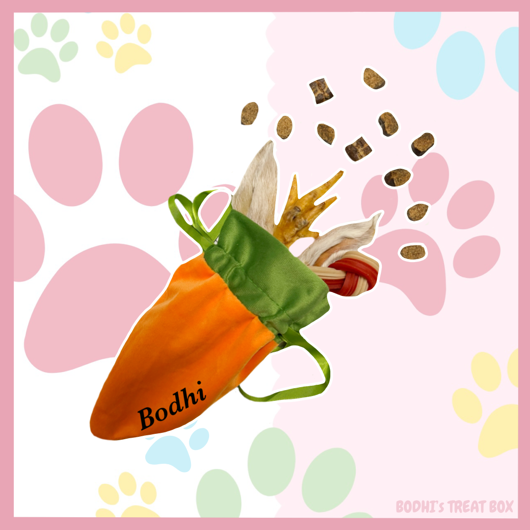 🐶 | Personalised Velvet Carrot Bag - (Filled with Natural Treats)