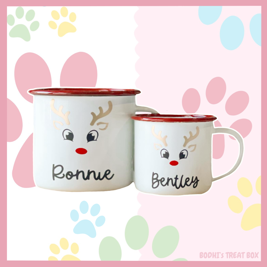 Personalised Reindeer Pupcup & Catcup 🎄| Large & Small sizes available!