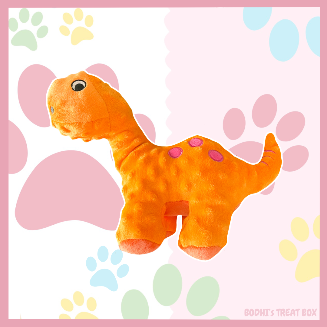 Orange Brachiosaurus Plush Dog Toy