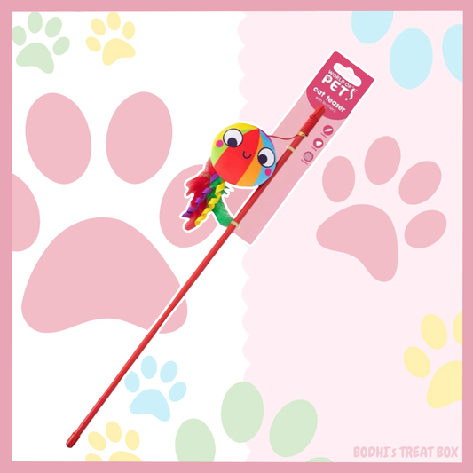 🐱 | BeachBall Feathery Plush Catnip Cat Wand - (40cm)