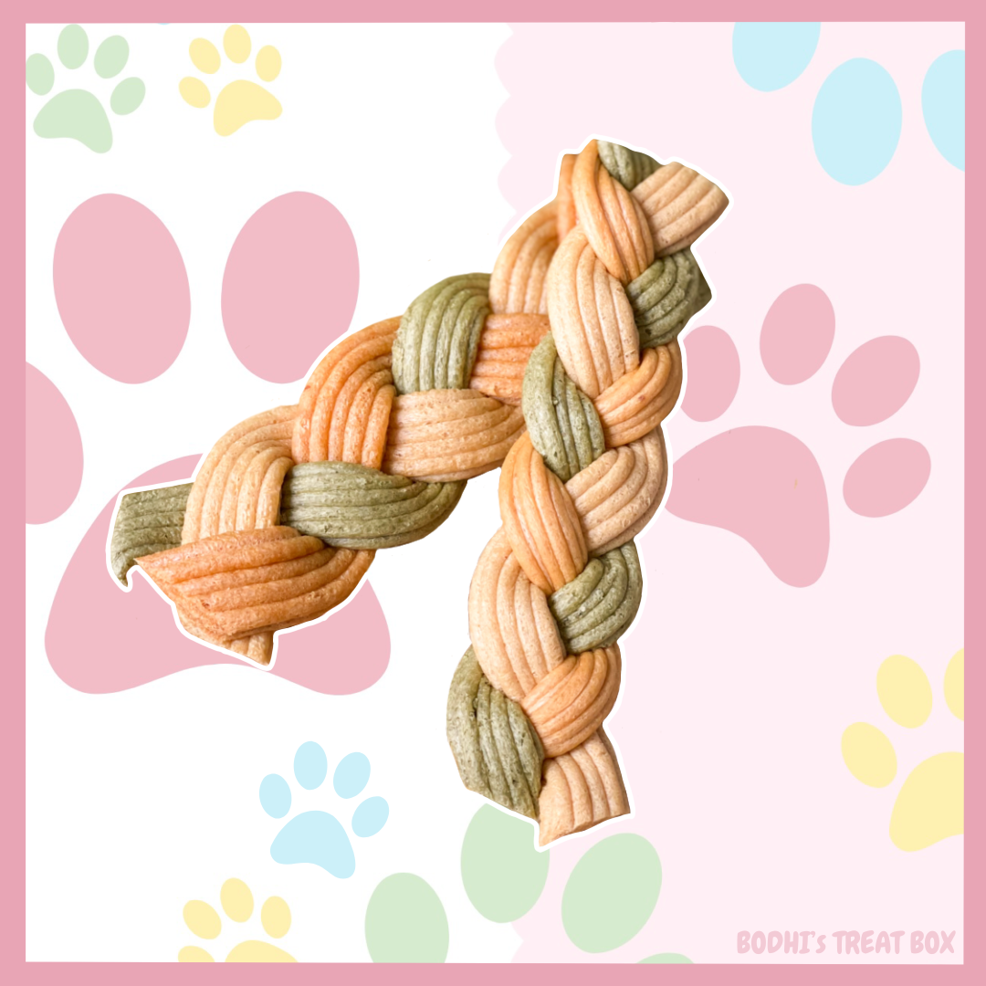 Peanut Butter, Carrot and Spinach Braids